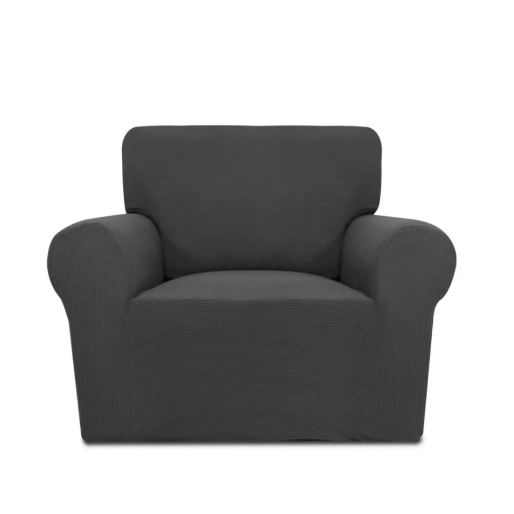 Dark Gray Stretch Spandex Jacquard Armchair Slipcover